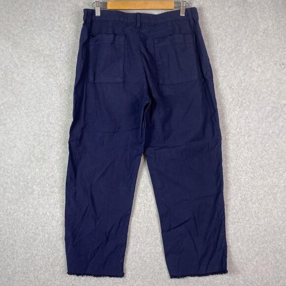 Frank & Eileen Womens 12 Navy Blue Kinsale Cotton Linen Blend Pants - Picture 5 of 9